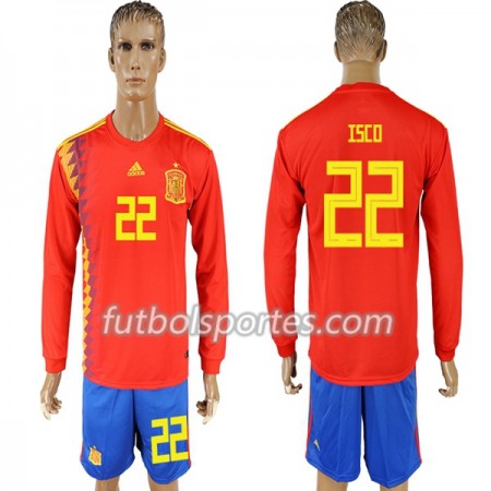 Camisetas España Isco 22 Primera Equipacion Mundial 2018 Manga Larga